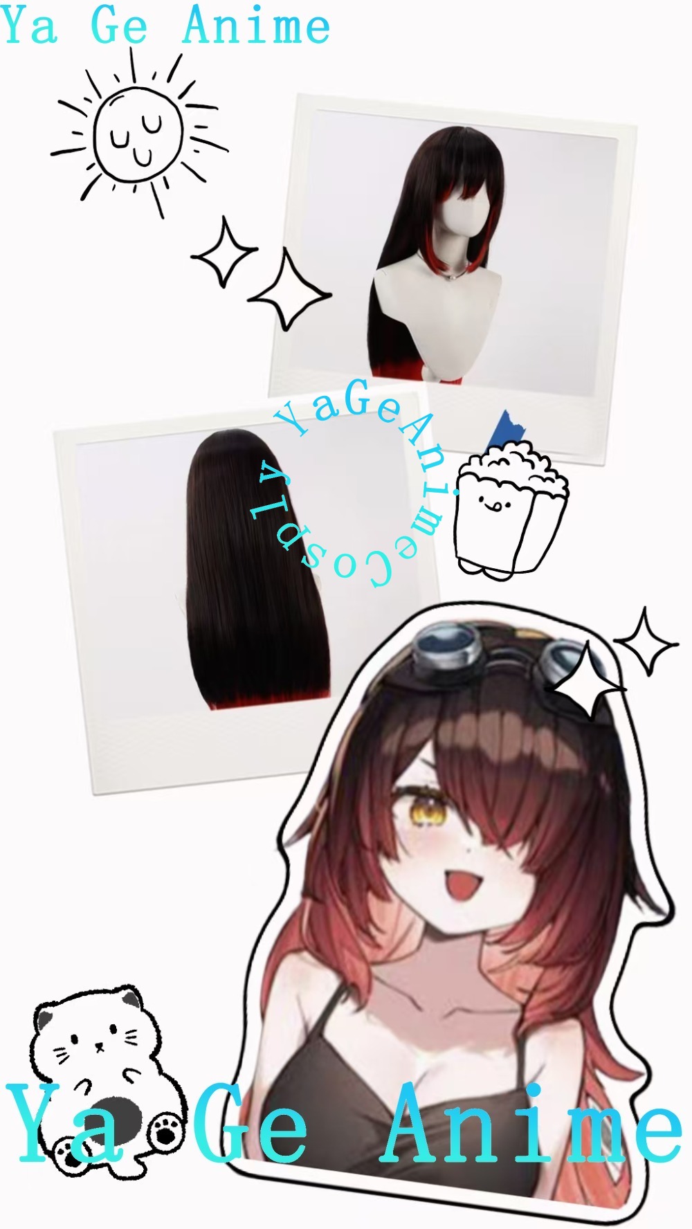 I Tech Accessories - Cosplay-Perücke mit Langen, Lockigen Haaren und