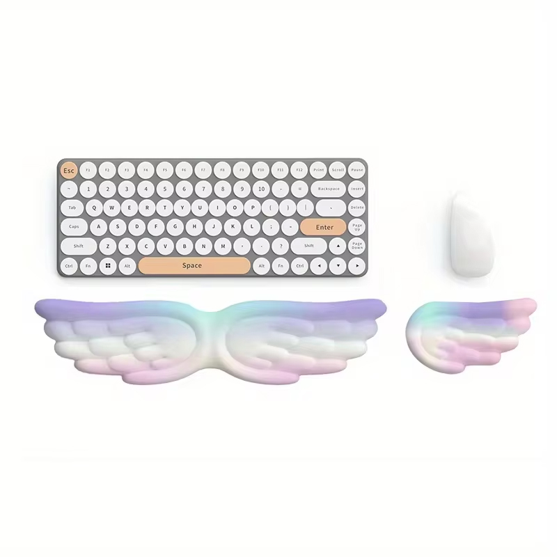 Keyboard Wrist Pad Leather - Mauspad mit Handgelenkauflage, Tastatur, Engelsflügel, rutschfest,